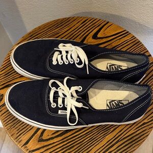 Vans Navy Blue and White Canvas Shoes
